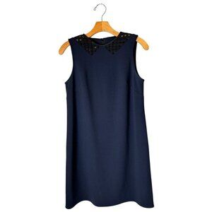 Anthropologie 4C Dress Women 6 Navy Blue Black Lace Detail A Line Shift Mini‎